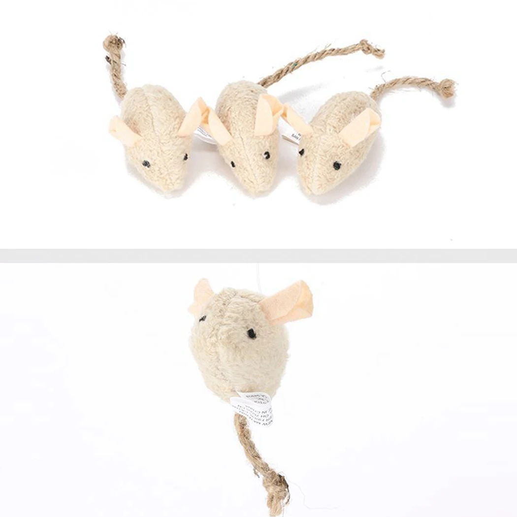 3pcs New Plush Simulation Mouse Cat Toy Plush Mouse Cat Scratch Bite Resistance Interactive Mouse Toy Playing Toy For Cat Kitten