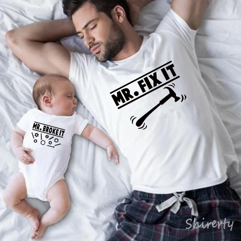 1 шт. Детская футболка с коротким рукавом и надписью Mr broken It and Fix Family