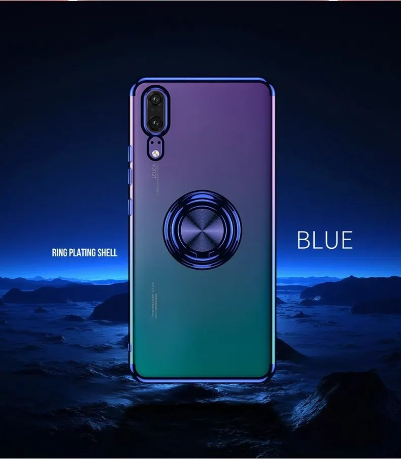 Чехол для huawei P30 P20 Lite Pro, чехол с кольцом и подставкой, магнитный автомобильный чехол для huawei mate 30 20 Lite Pro Honor 9X 8X 8A 10 - Цвет: Синий
