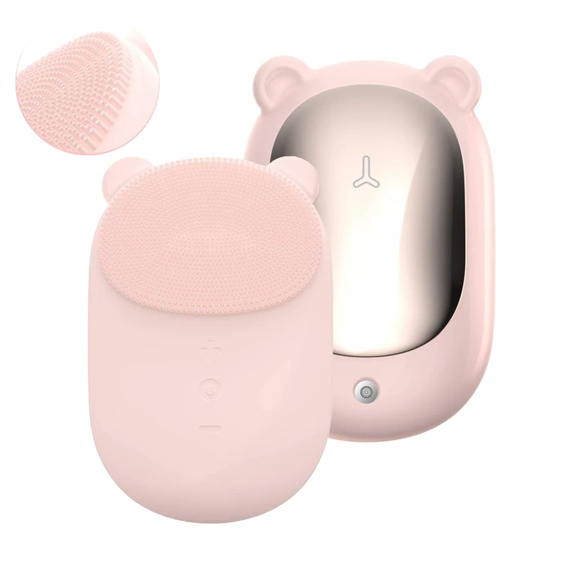 Clean Bear, Silicon Facial Cleansing Brush. Sonic Gentle Exfoliation& Massage for All Skin Types, Bifunctional Beauty Device