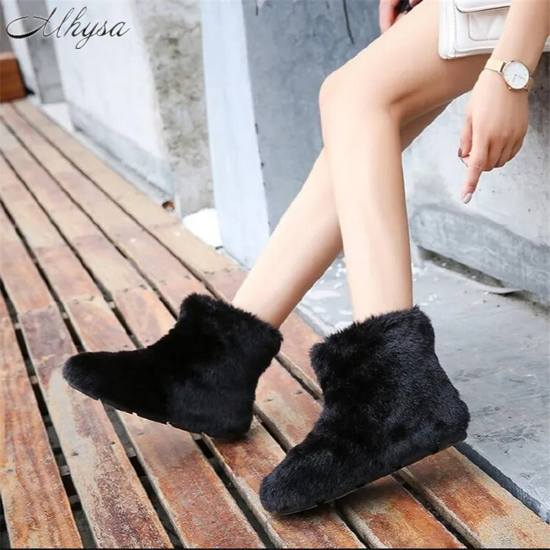 Mhysa New Plush Women Warming Boots Suede Winter Casual Shoes Solid Color Female Snow Boots Footwear zapotos mujer L1030