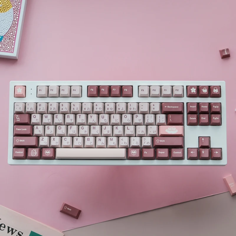 Chaves Gmk Daifuku Keycaps Cereja Perfil Pbt Tintura Sublimação Teclado Mecânico para mx Switch com 1.75u 2u Shift 120 - Imagem 4
