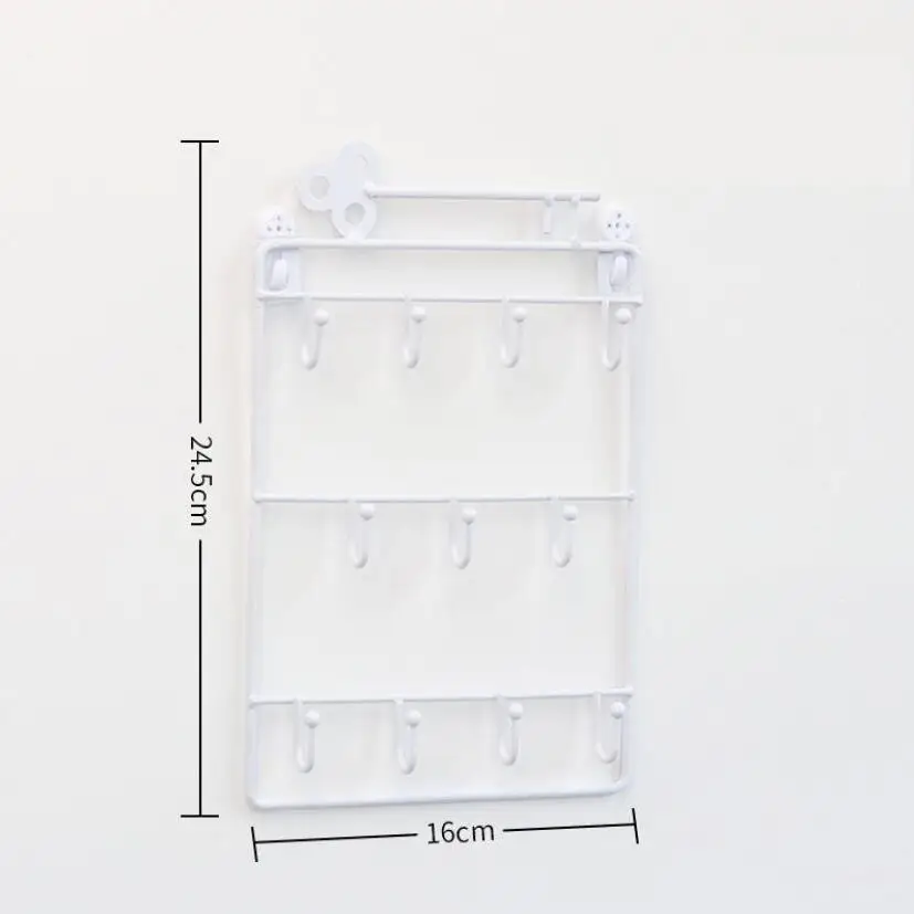 Металлический современный простой креативный держатель для ключей, настенная вешалка для ключей, крючки для хранения ювелирных изделий, полка для дома, декоративная - Цвет: Белый