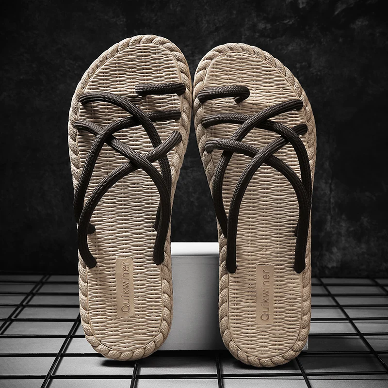 Men's Summer Special Offer Slipper Fashion Character Wove Cotton Rope Outdoor Casual Soft-soled Non-slip Sandal 39-44