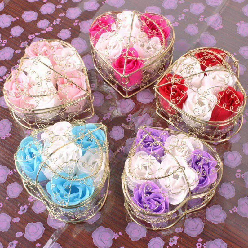Розовое Мыло с ароматом лепестков роз мыло для тела для ванны подарок на свадьбу подарок на день Святого Валентина лучшее украшение чехол для фестиваля Box1