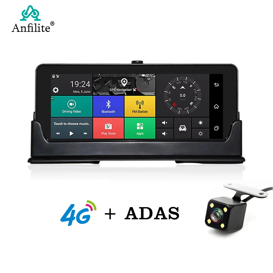 Автомобильный видеорегистратор Anfiite Android с зеркалом заднего вида 4G Bluetooth gps