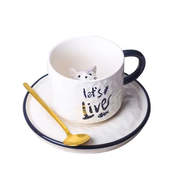 

Modern Fashion Creative Cup and Saucer Living Room Table Clear Romantic Coffee Cups Design Taza Ceramica Home Decore EC50BD