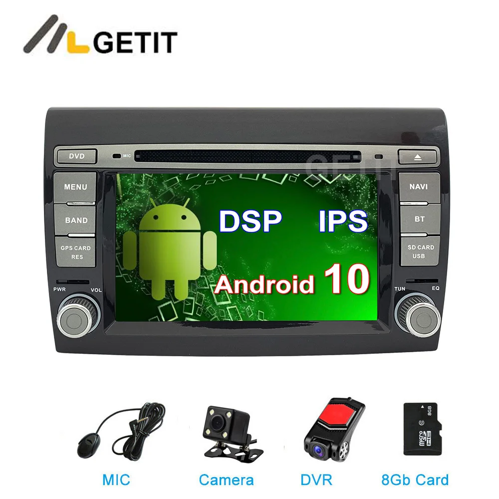 DSP ips Android 10 автомобильный DVD мультимедийный плеер для Fiat Bravo 2007 2014 Автомобильный