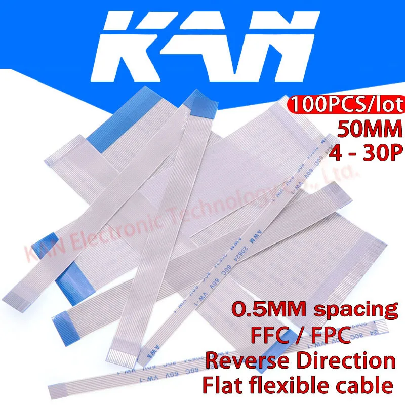 Free shipping 100PCS Flat flexible cable FFC FPC AWM 20624 80C 60V VW-1 FFC-0.5MM 50MM 4/5/6/8/10/12/14/16/18/20/24/26/30 Pin |