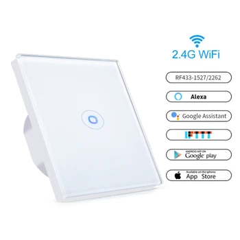 

EU WiFi Smart Switch RF433 Remote Control Glass Panel Light Switch Smart Home Automation Compatible With Alexa Echo Google Home