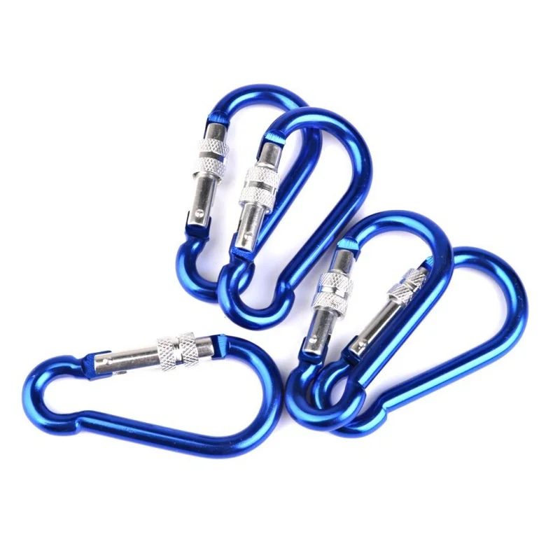 

5 Pieces Aluminum Carabiner Key Ring (Blue)