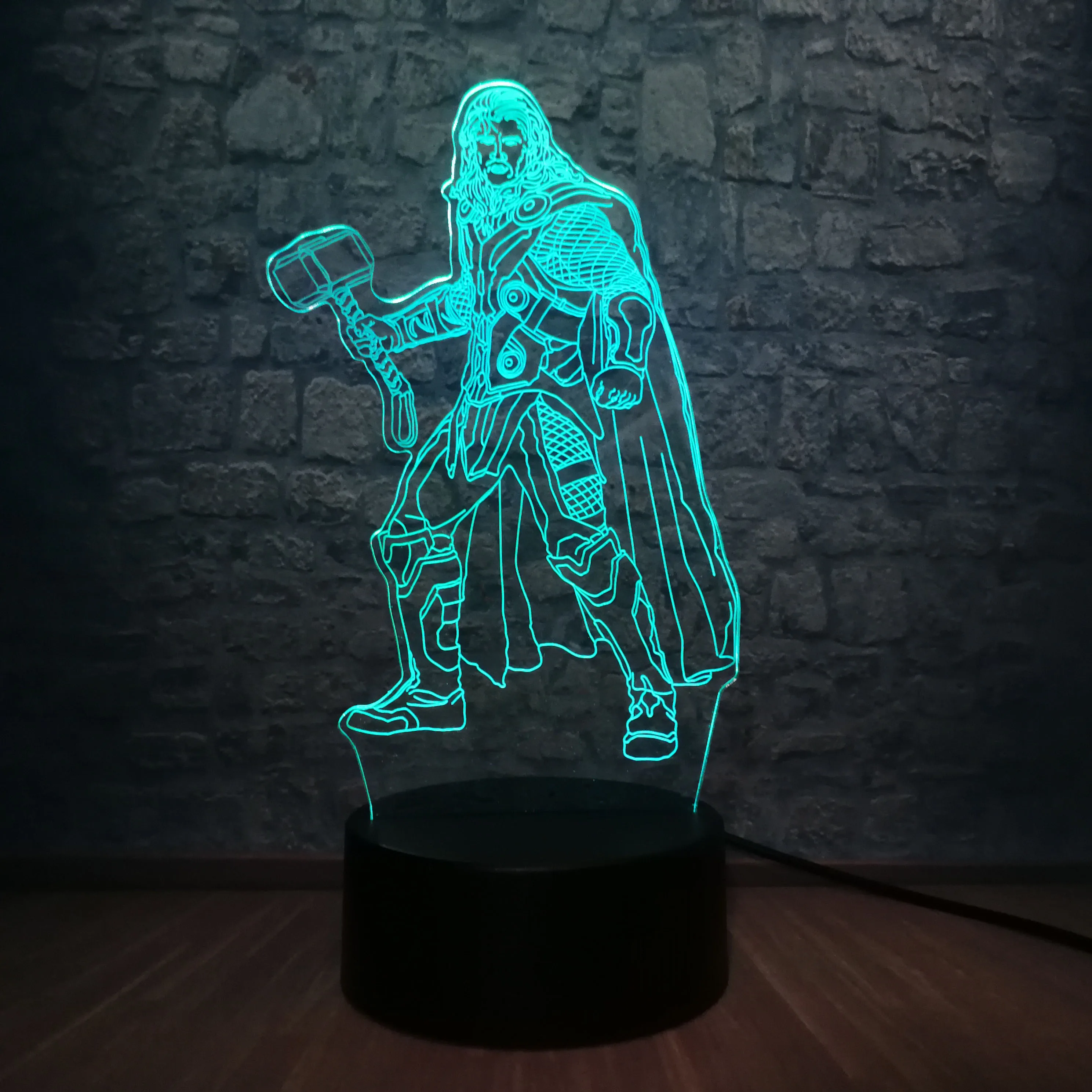 Thor Marvel Legend Мстители Тор Тано Халк 3D светодиодный светильник на батарейках USB настольная лампа подростковый декор для детской комнаты подарок на день рождения - Испускаемый цвет: Thor