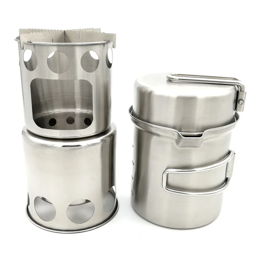High Quality Portable Outdoor Camping Wood Stove Pot Set Stove Sub Outdoor Picnic Folding Hiking Travel Firewood Stove Pot