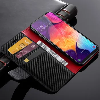 

LAPOPNUT Wallet Case for Samsung A71 A51 A70 A50 A40 Flip Carbon Fiber Business Leather Stand Cover for Galaxy A20e A20 A30 A10