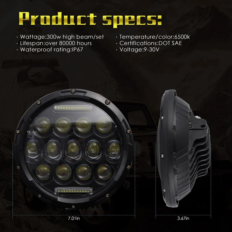 Для Jeep Jk Tj Suzuki Samurai Sj410 7 дюймов светодиодные фары Hi/Lo луч Drl налобный фонарь