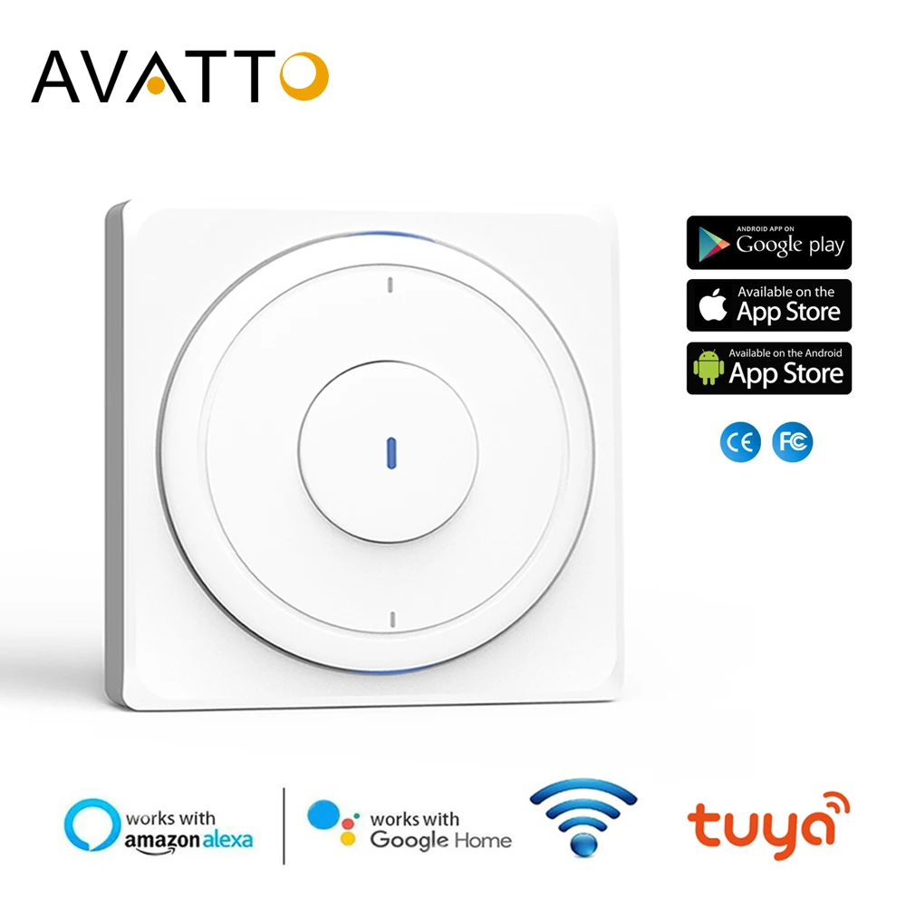 

AVATTO Tuya EU Wifi wall Switch, Smart Light push Switch with Physical Button interruptor 1/2/3 Gang Work with Alexa,Google Home