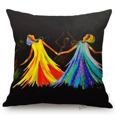 Танцы в африканском стиле Для женщин абстрактная живопись маслом украшения дома Автомобильная подушка из хлопка и льна Африке впечатление черный подушка с изображением женщины крышка - Цвет: T330-7