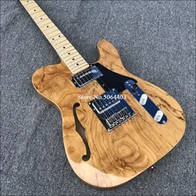 Factory direct sales of 6 string electric guitar, map rotten wood grain maple veneer, half empty core F empty electric guitar, maple neck, free shipping