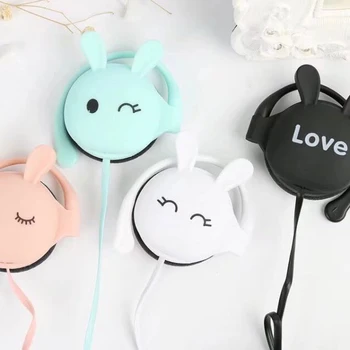 

CHYI Cute Rabbit Cartoon Headphone Stereo Earphone With Mic 3.5mm Ear-hook Pink Headset For Xiaomi Mobile Phone Girls Kids