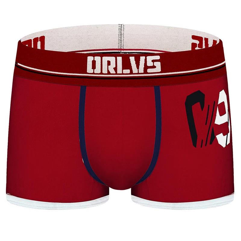 ORLVS Фирменное Сексуальное нижнее белье Мужчины Боксеры хлопок Cueca Masculina дышащие удобные трусы мужские трусы-боксеры шорты U Pouch - Цвет: OR189-red