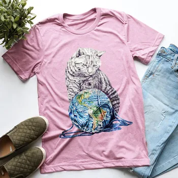 

100% cotton new fashion printing loose casual round neck short sleeve women's T-shirt