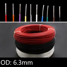 OD 6,3 мм PTFE провод посеребренный мягкий изолированный высокотемпературный Электрический осветительный кабель Луженая медь линия для наушников 200 градусов