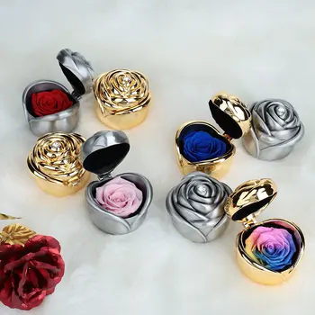 

Roses Flower Metal Ring Preserved Flower Immortalized Flower Souvenir Decoration Jewelry Christmas Wedding