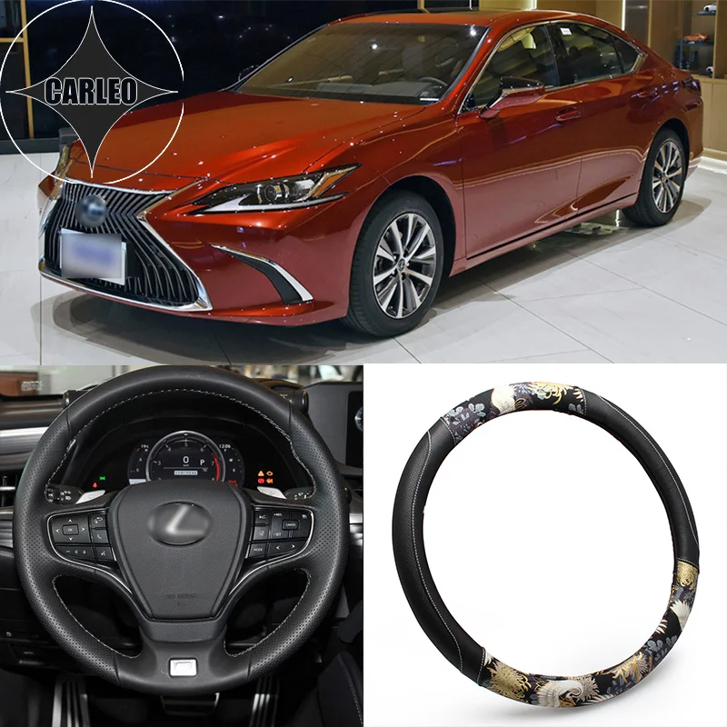 

Auto Car Steering Wheel Cover Universal for Lexus Series Model PU Leather Japan Classic Yamato Ukiyoe Style Pattern Holder