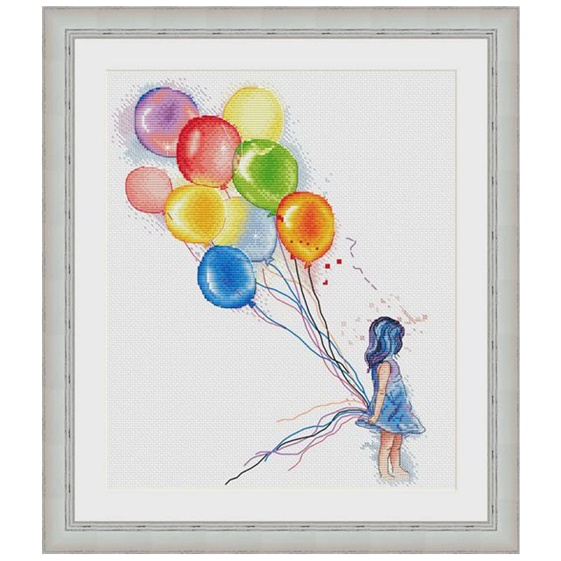 Girl Holding Balloons Colorful