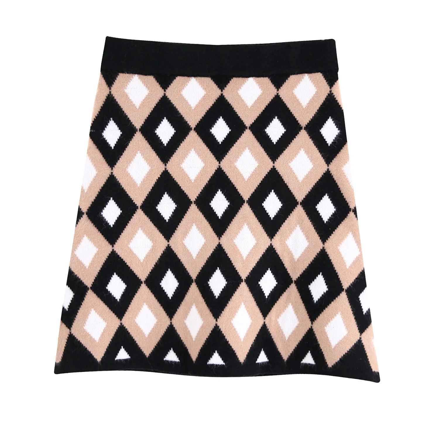 

Graceful Fashion Set 2019 Autumn New Style Rhombus Stripes V-neck Sweater a Crossword Puzzles in Skirt Women's