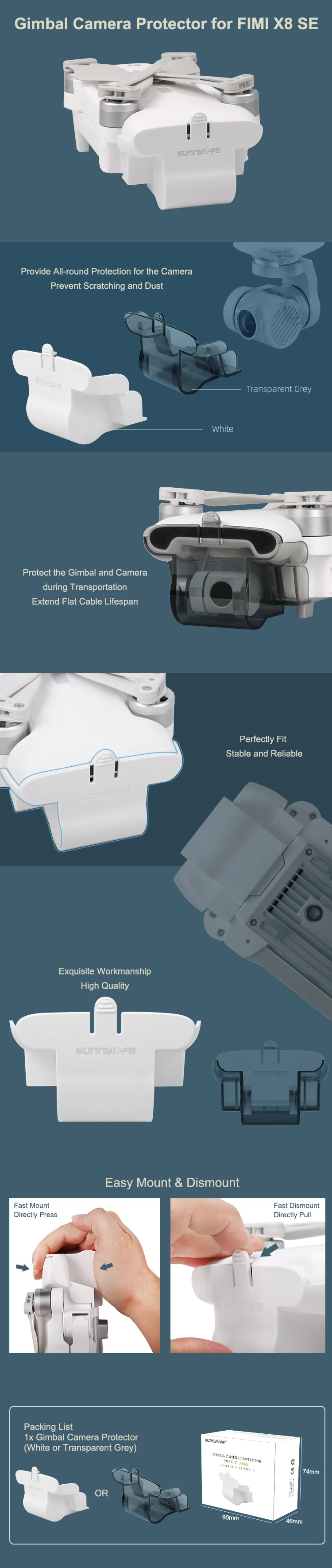 Чехол для объектива Sunnylife защита Подвески аксессуар для FIMI X8 SE Drone