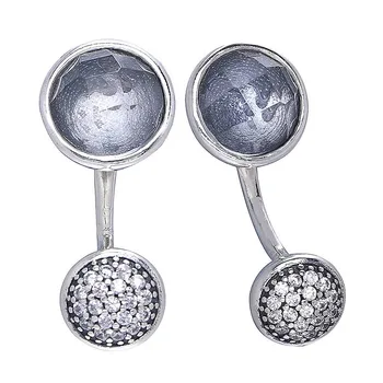 

Authentic 925 Sterling Silver Earring Dazzling Poetic Droplets With Crystal Studs Earrings For Women Wedding Gift Fine Jewelry