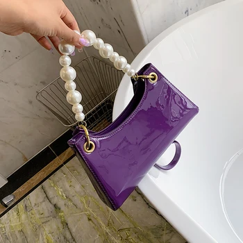 

Elegant Female Small Square Bag 2020 Fashion New Quality PU Leather Underarm Package Pearl Women Handbag Purse Lock Shoulder bag