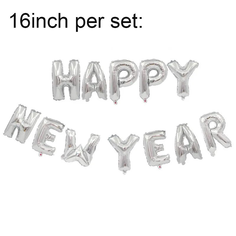 silver happy newyear Розовое золото серебро золото счастливый год шары из фольги в виде букв для всех Год Вечерние Globos Merry Christmas Baloon - Цвет: silver happy newyear
