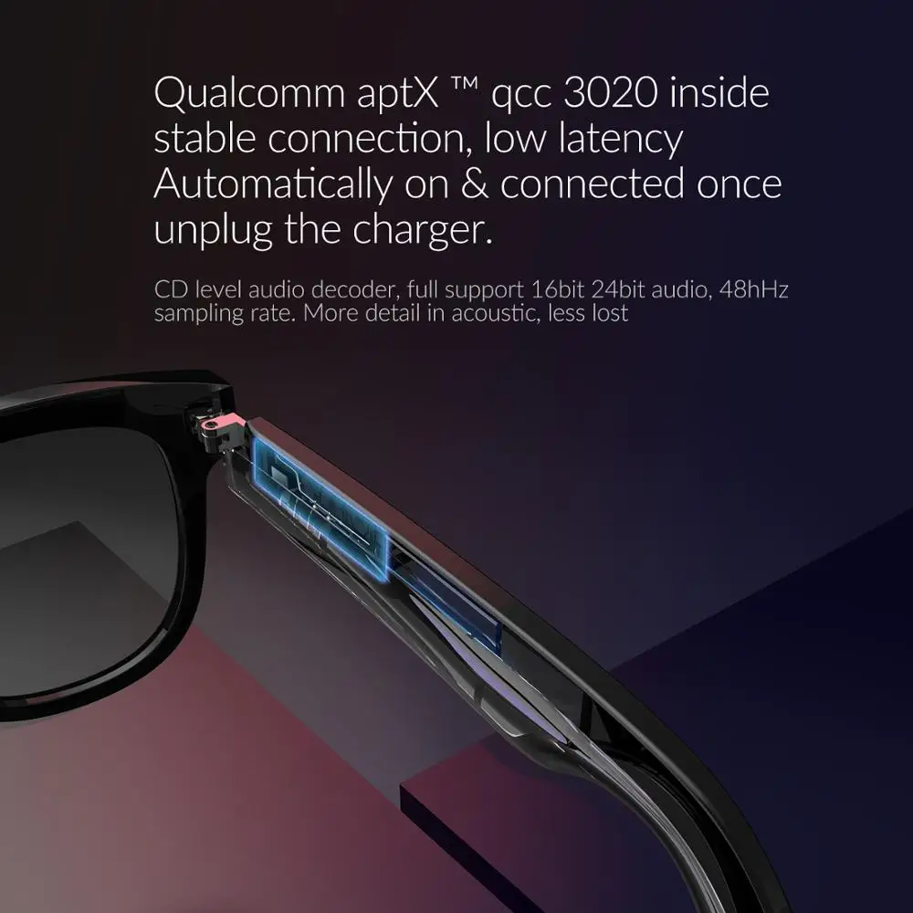 Música com Microfone 5.0 sem Fio Aikswe-óculos Inteligentes Óculos Anti-luz Azul Bluetooth Estéreo hd pk Huawei x Delicado Monster - Image 2