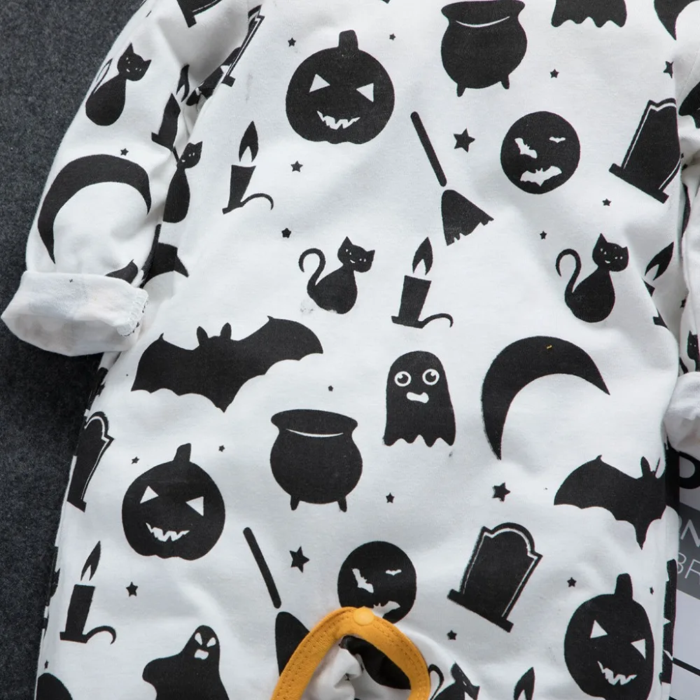 Baby Boy Girl Bodysuit 2pcs Sets Toddler Baby Kids Cotton Newborn Halloween Jumpsuit Bodysuit+ Cap Outfits Set Clothes New