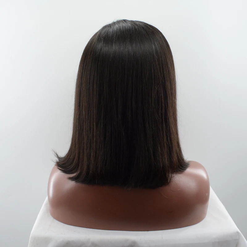 100% Real Human Hair short straight Bob hair costume Hair Lace Front Wigs 12 inches Swiss Lace virgin hair wigs with Bangs