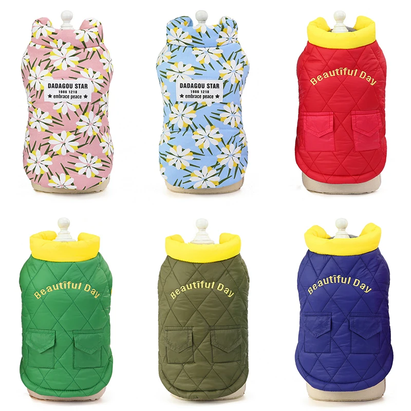 

Winter Dog Clothes Pet Cat Coat for Large Small Dogs Jacket Cotton Warm Dog Vest Outfit Pocket Chihuahua French Bulldog Coat 35