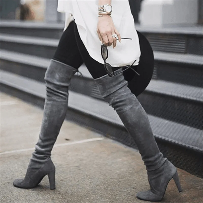 Женские сапоги выше колена; женская обувь; женские ботфорты на шнуровке; сезон осень-зима; большие размеры; Botas Mujer Zapatos De Mujer