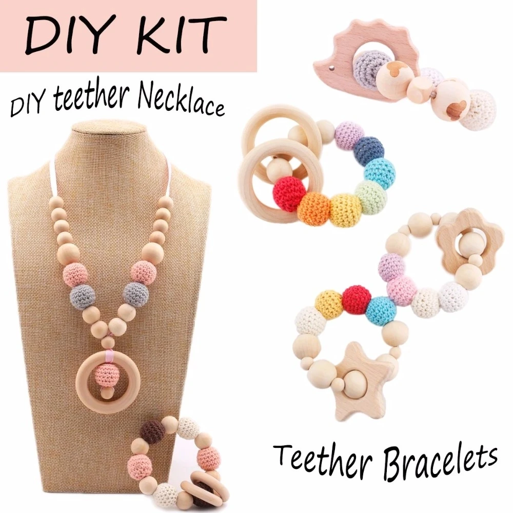 Let's Make-Perles en bois au crochet pour bébé et enfant, 20 pièces, 16mm, artisanat, DIY, sucette, JOBaby, hochet