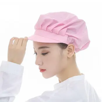 

New Hotel Cook Cap Restaurants Accessories Men Women Chef Hat Dustproof Cap Breathable Work Uniform Elastic Kitchen Hat 2pcs