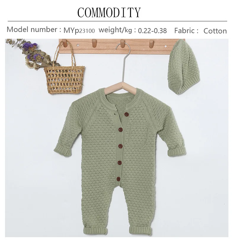 Yg Newborn Baby Autumn Knitted One-piece Clothes 0-3 Years Old Boys And Girls Long Sleeved Climbing Clothes Bag Fart Ha Clothes Baby Clothing Set for boy