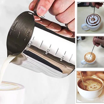 

Stainless Steel Milk Frothing Jug Coffee Flower Cup Frothing Pitcher Latte Pot Pitcher Barista Craft Cappuccino Cups Coffeeware