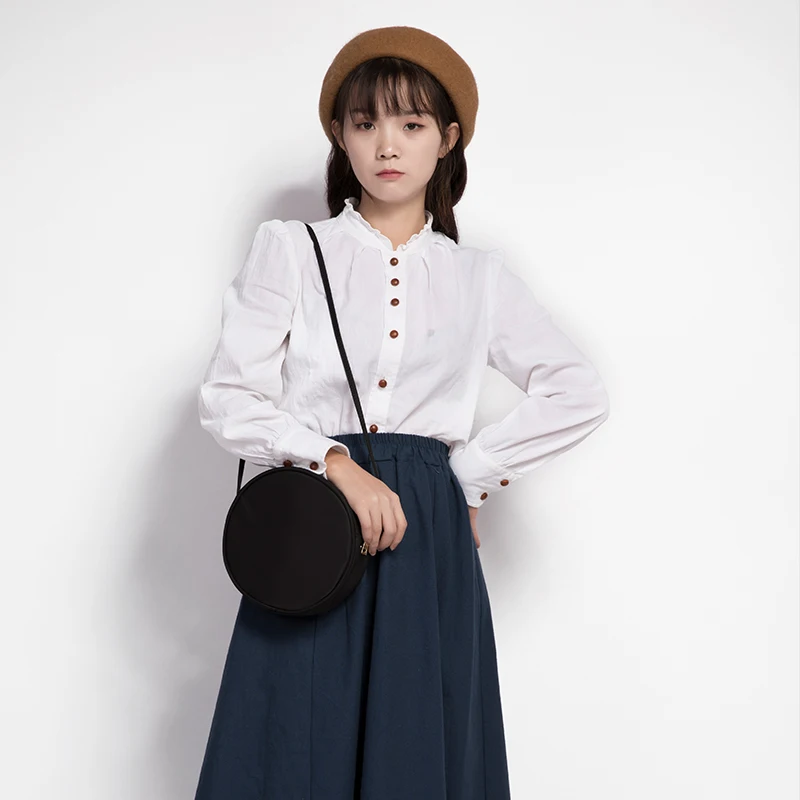 Oxford canvas small round bag 5