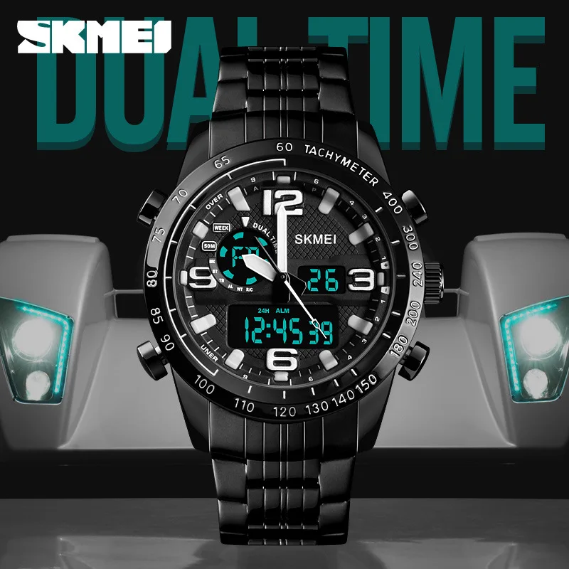

Skmei-Style Business MEN'S Watch Multi-functional Steel Belt Watch Hot Selling Electronic Watch