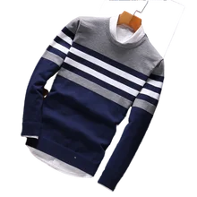 New Men's Cotton Casual Sweaters Male Knitwear Sweater Warm Patchwork Round Collar Wool Pullovers Mens Brand Plus Size 5XL