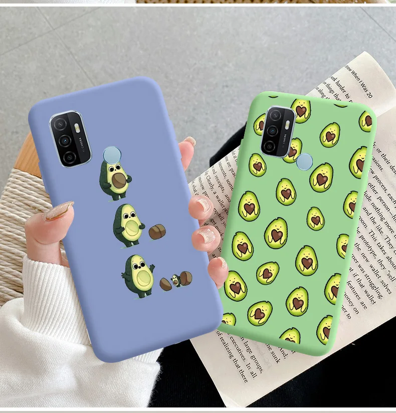 best case for oppo cell phone Avocado Phone Case For OPPO A32 A53 2020 A53S Cute Soft Silicone Back Cover For OPPO A53 5G Candy TPU Soft Back Cover oppo mobile cover