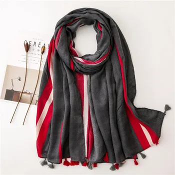 

2020 Women's Beach Blanket Scarf Real Silk Scarf Cotton Multi-color Shawl Fashion Autumn And Winter Women's Cotton Tassels Scarf