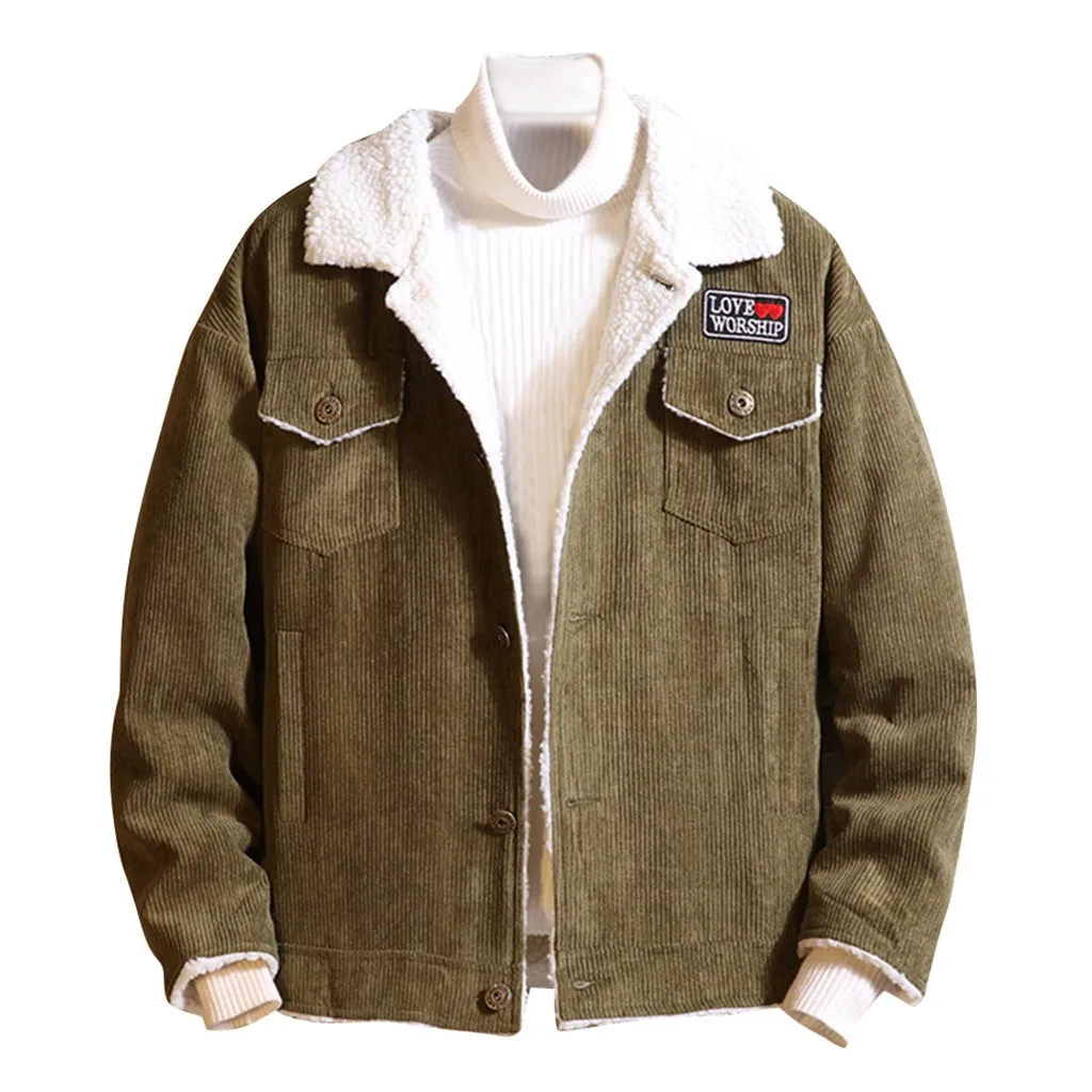 New Style For Men In Autumn Winter Fashion Corduroy Pure Long Sleeve Coat