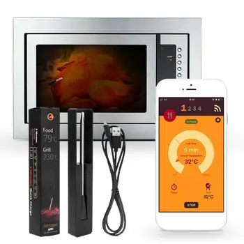 

Smart Digital Bluetooth Wireless Meat Food Steak Thermometer Rotisserie BBQ Barbecue Smoker For Oven Kitchen Accessories C1D9